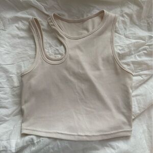 Beige Ribbed Tank Top